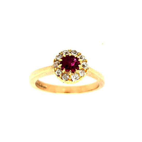 Pre Owned 9ct Ruby and Diamond Cluster Ring ZT660